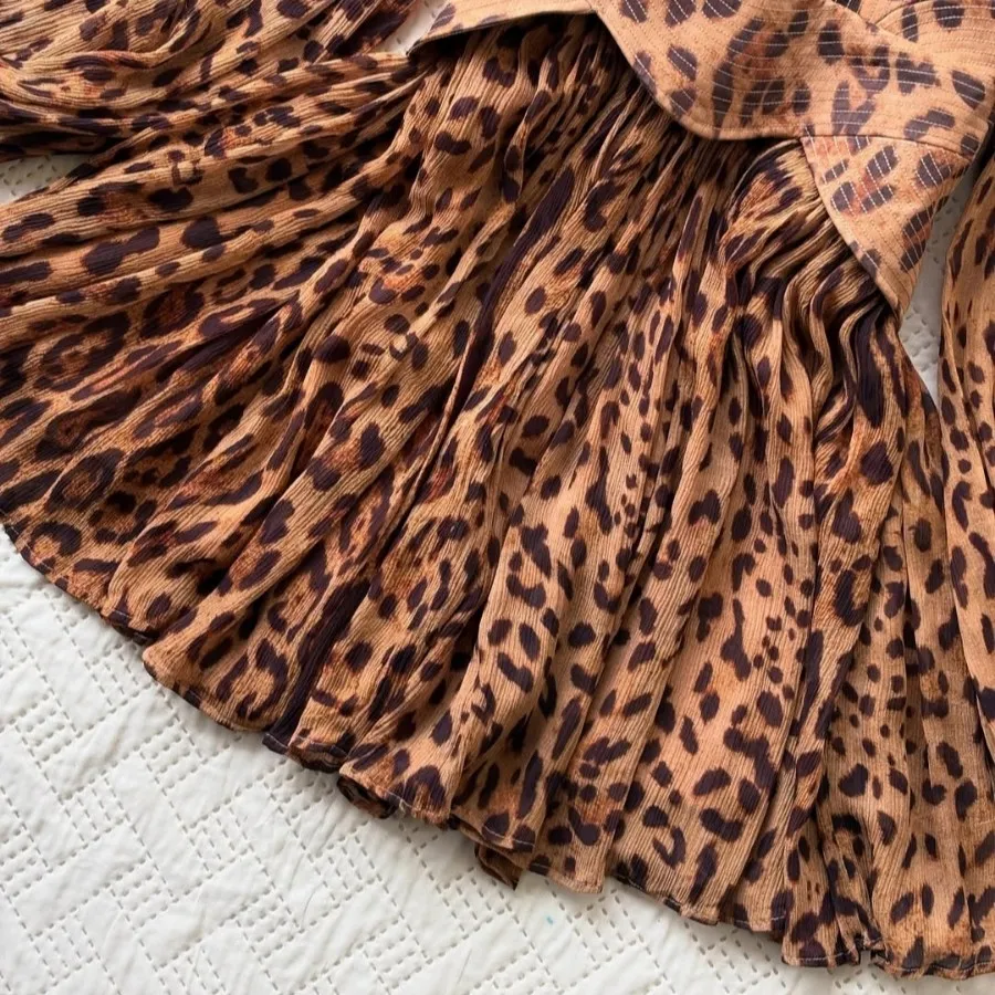 پیراهن عروسکی پلنگی کوتاه