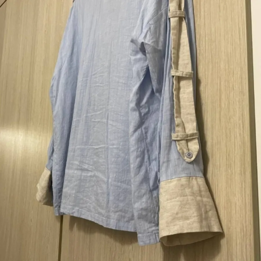 شومیز آبی لینن