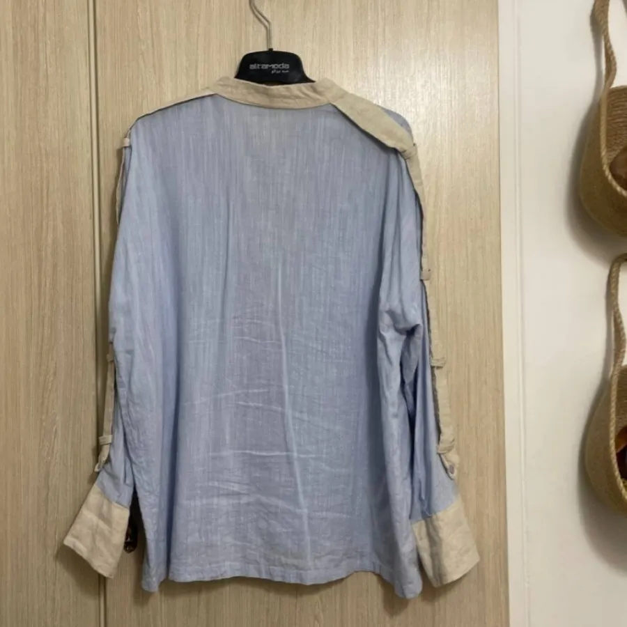 شومیز آبی لینن