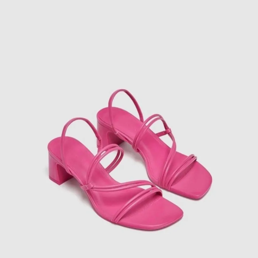 صندل صورتی پاشنه 5 سانت