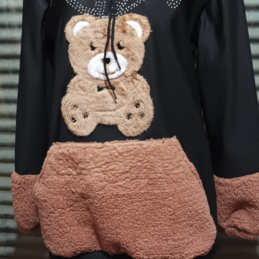 هودی شلوار بلند مشکی براق