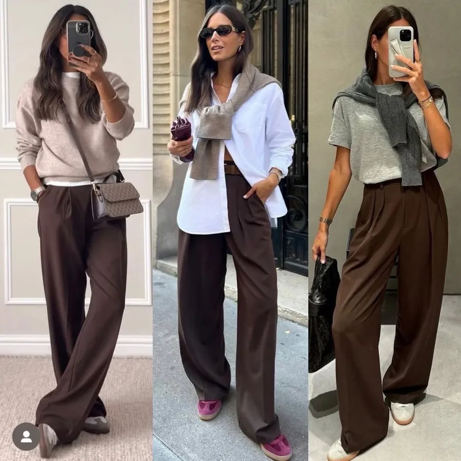 شلوار بگ قهوه ای موکا