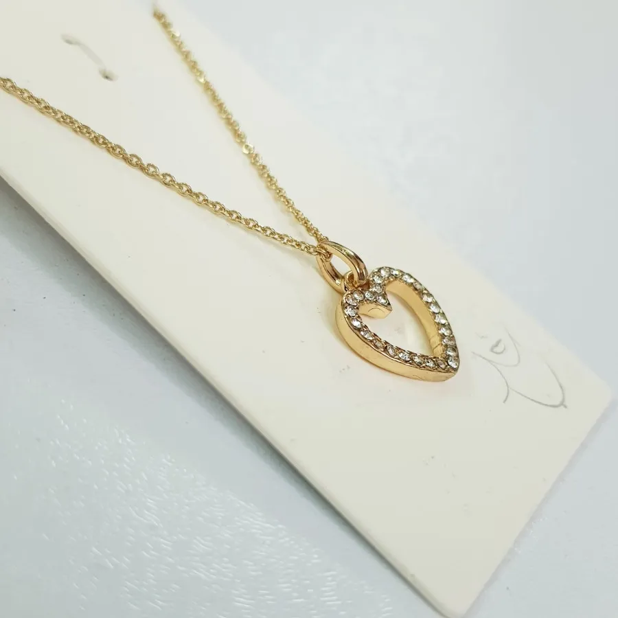 گردنبند قلب طلایی نگیندار