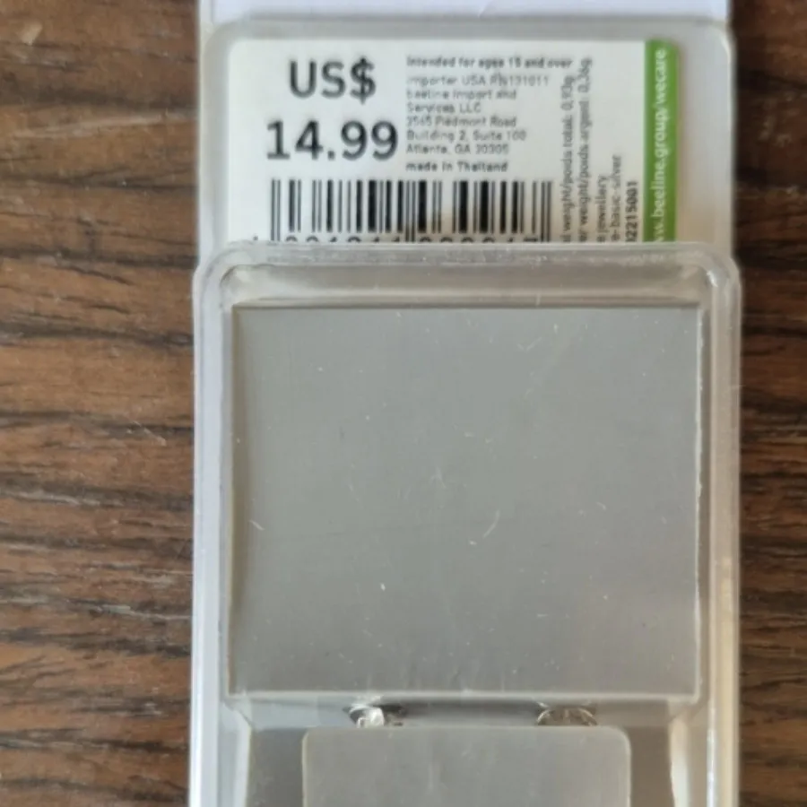 گوشواره نقره نگین مربعی