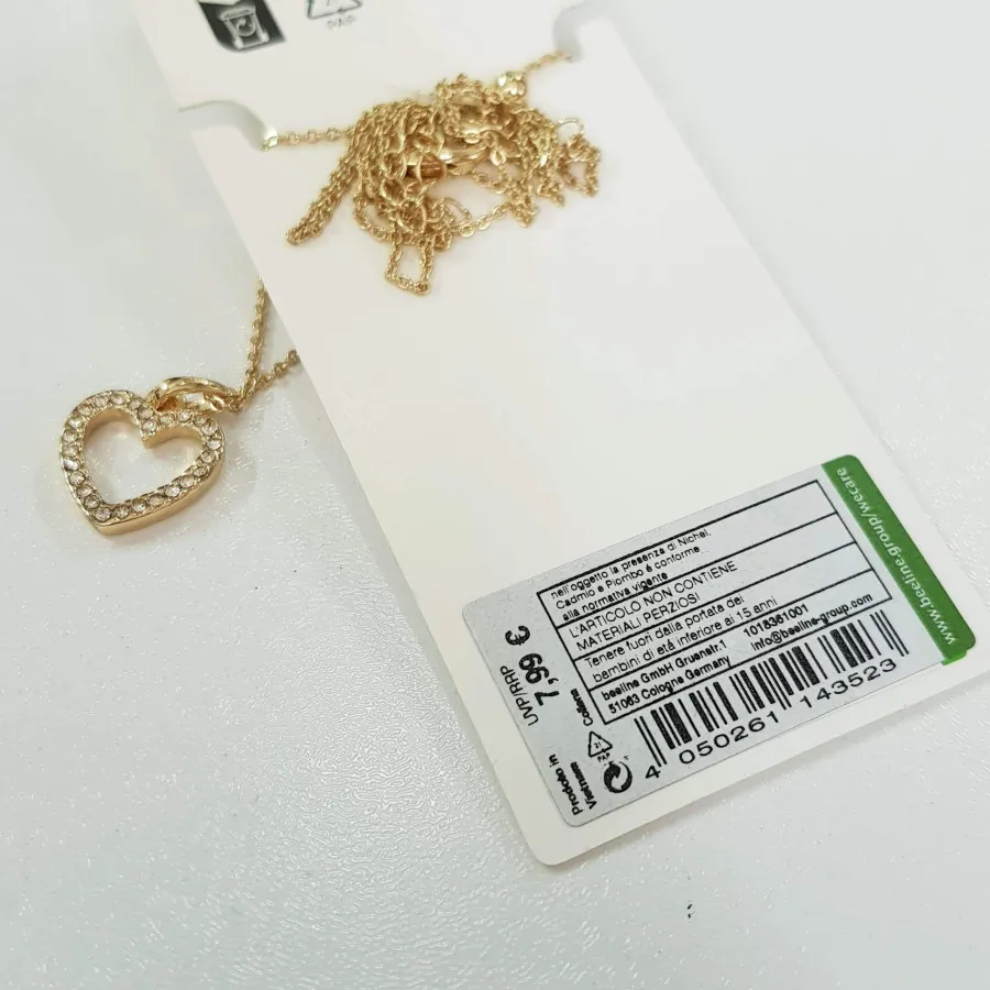 گردنبند طلایی قلبی نگین