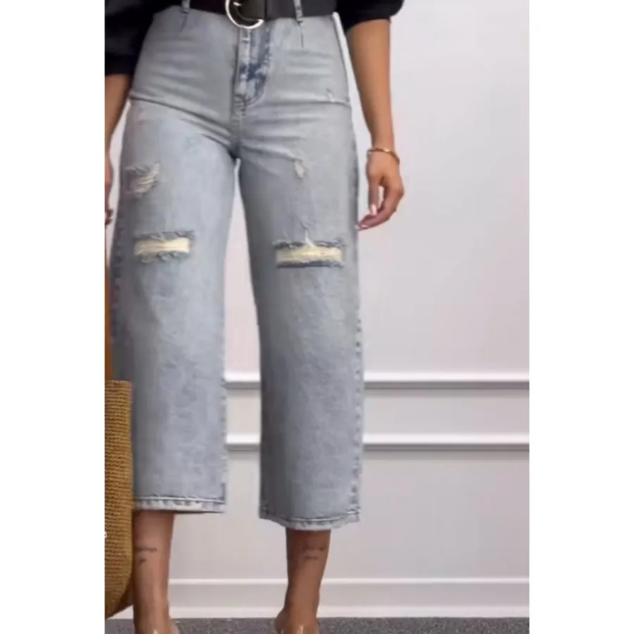 شلوار واید بگ جین زاپ دار