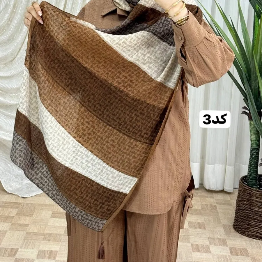 شال پلیسه ای چاپ دار