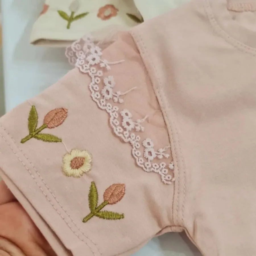 تیشرت شلوارگلدوزی گل لاله