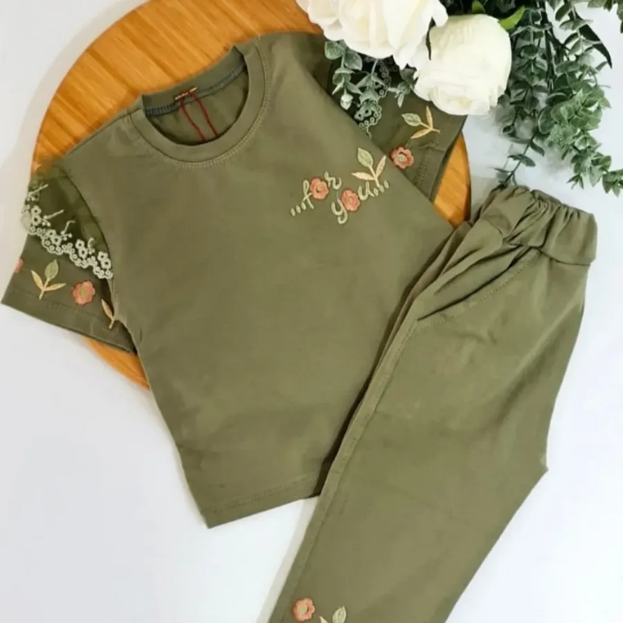 تیشرت شلوارگلدوزی گل لاله