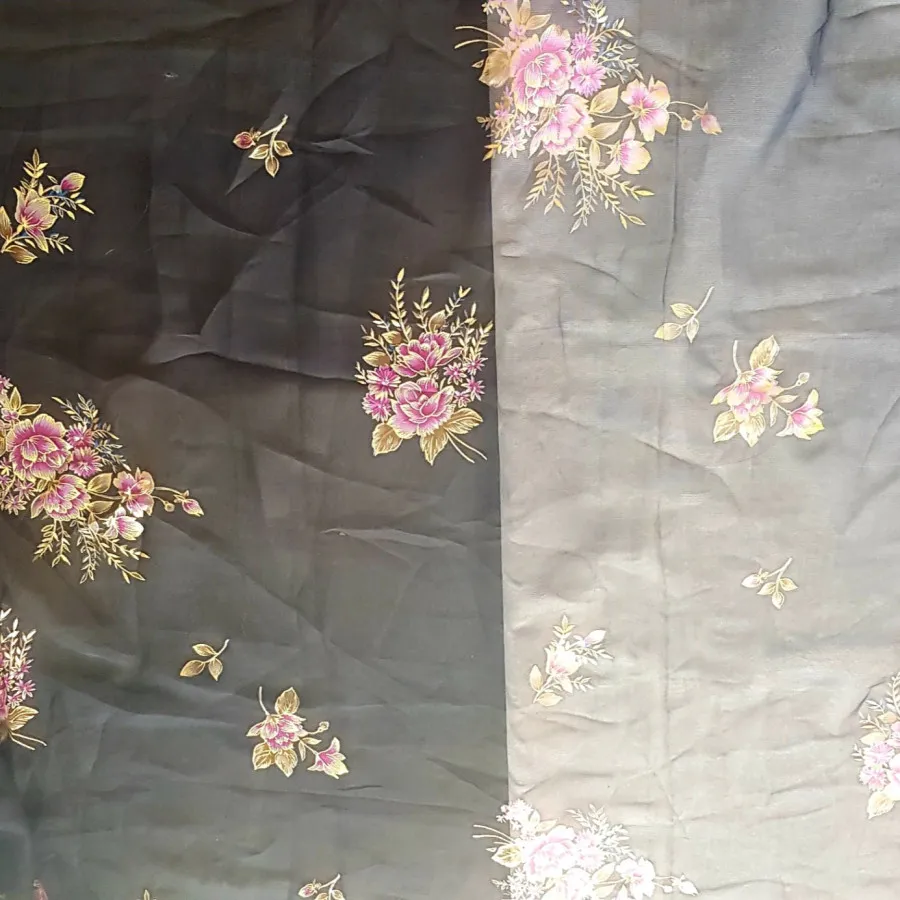 پارچه حریر مشکی گلدار
