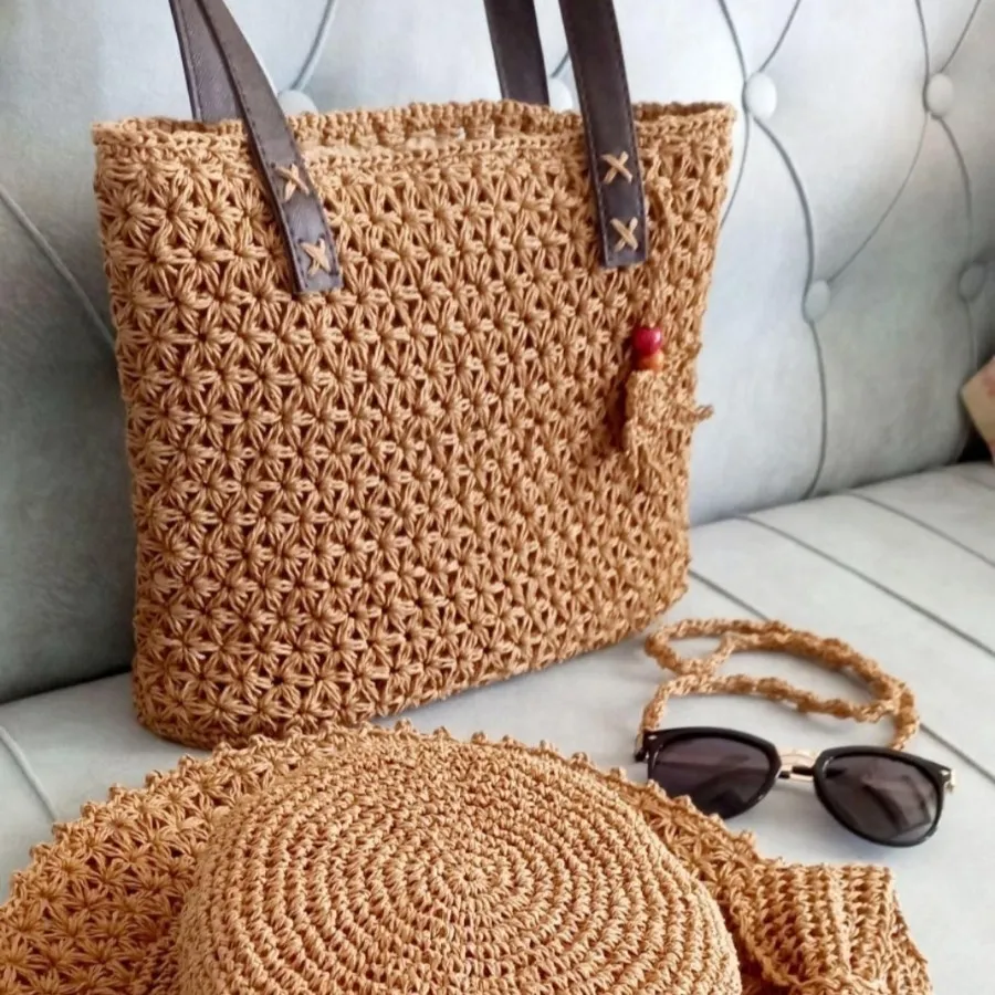 ست کلاه کیف ساحلی کنفی