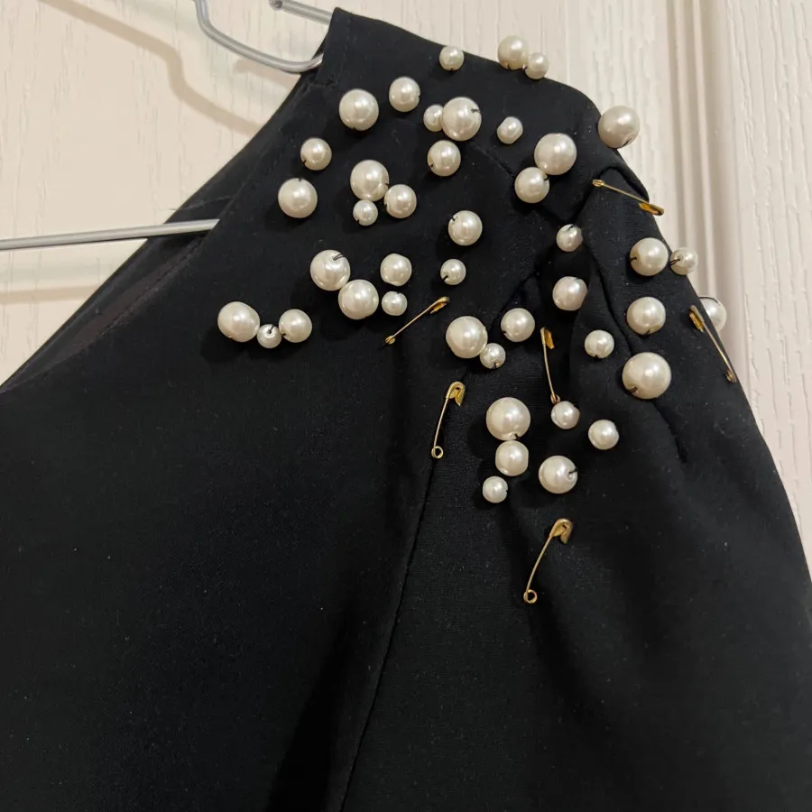 پیراهن کرپ مروارید دوزی