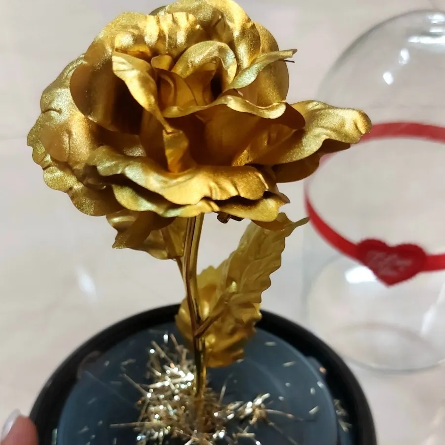 گل رز آب طلا با شیشه