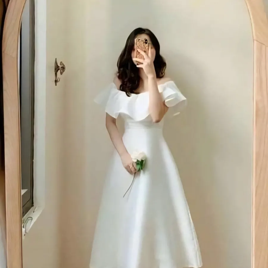 ماکسی سفید عروسکی بلند