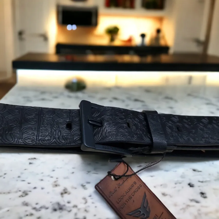 کمربند چرم ایتالیا مشکی