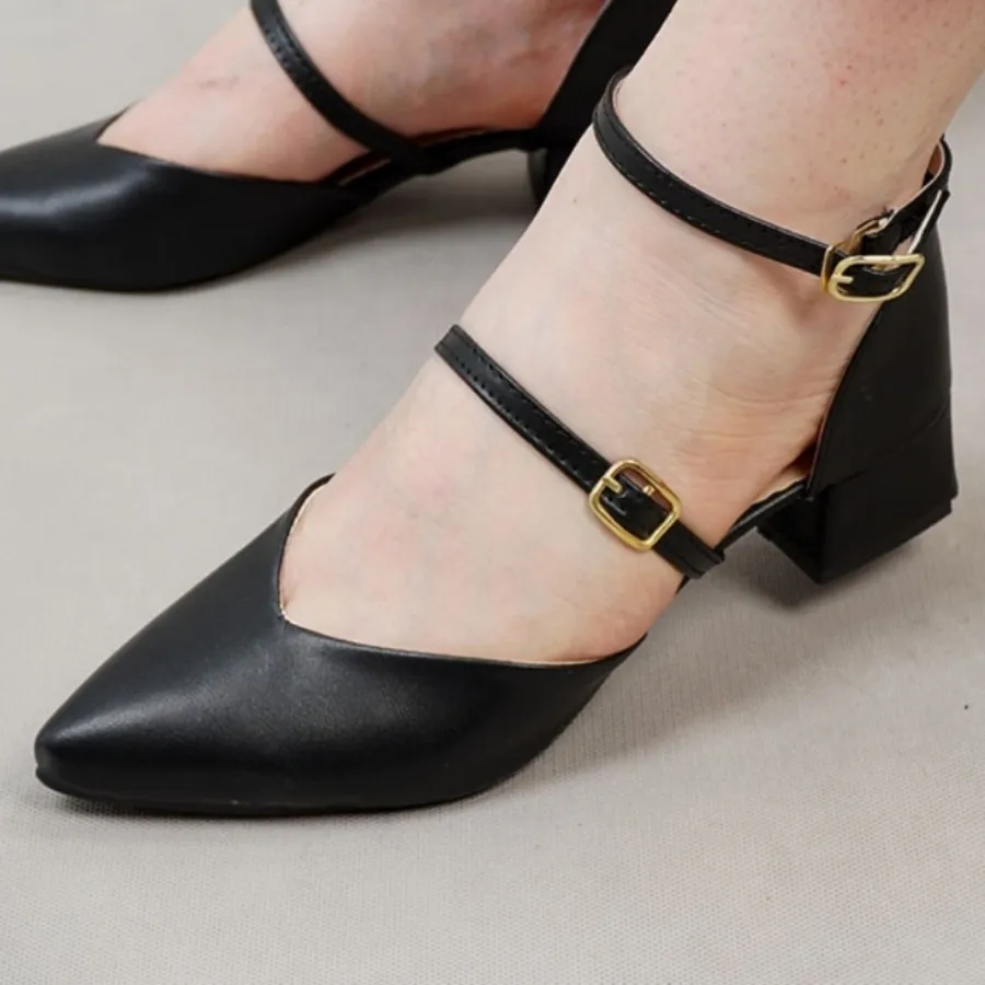 کفش چرم مجلسی پاشنه دار