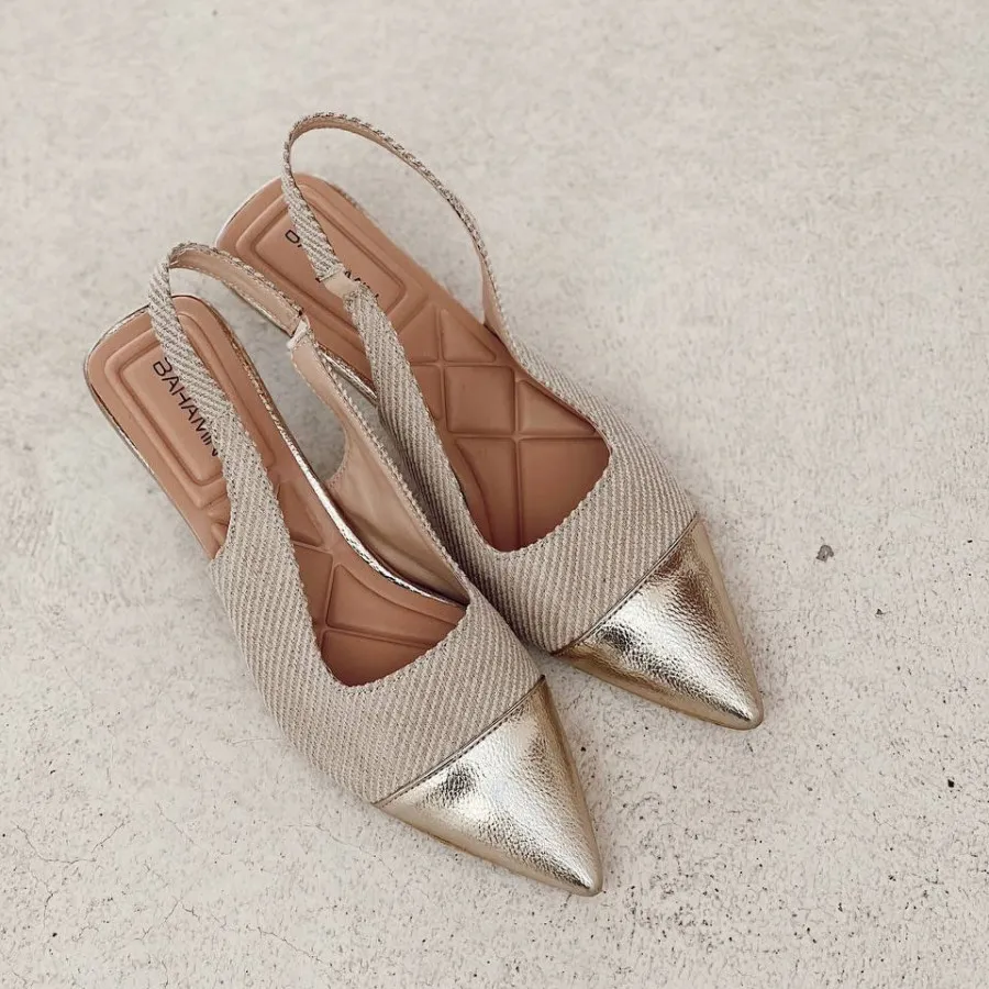 کفش کرم طلایی جلو بسته