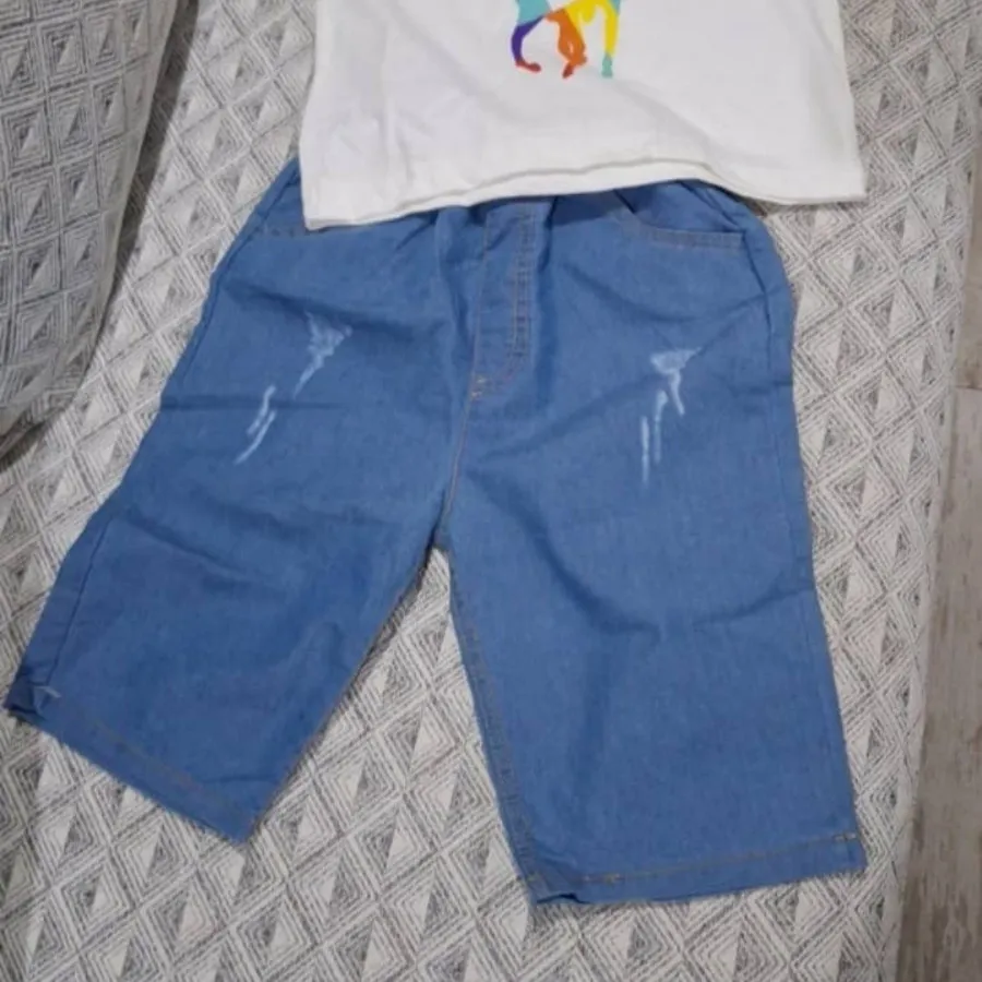 تیشرت شلوارک جین کاغذی