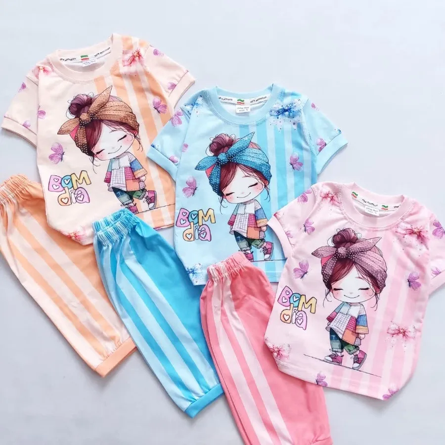 تیشرت شلوارک دخترتلدار نگ