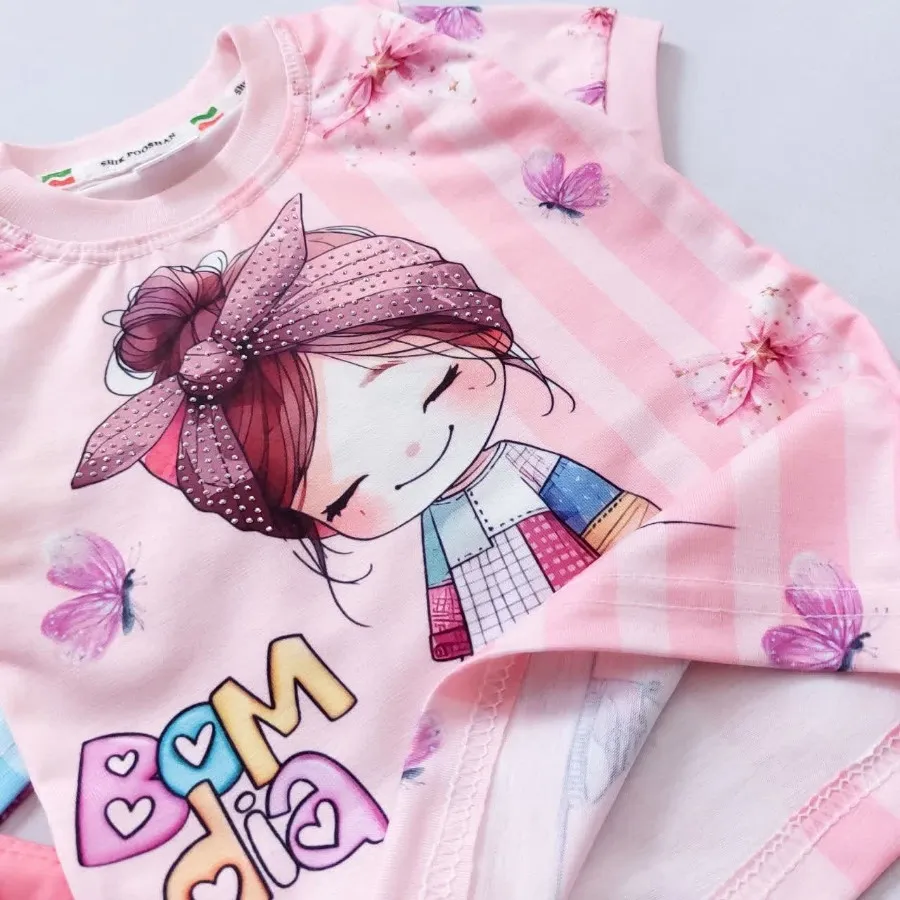 تیشرت شلوارک دخترتلدار نگ