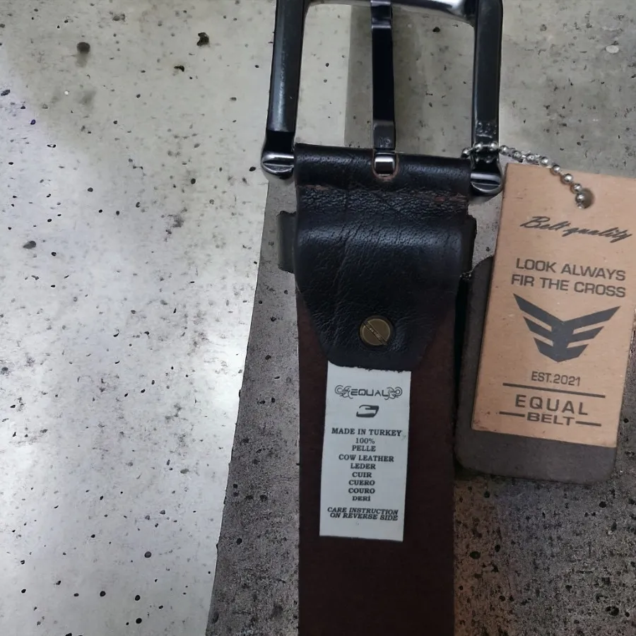 کمربند چرم سنگشور قهوه ای