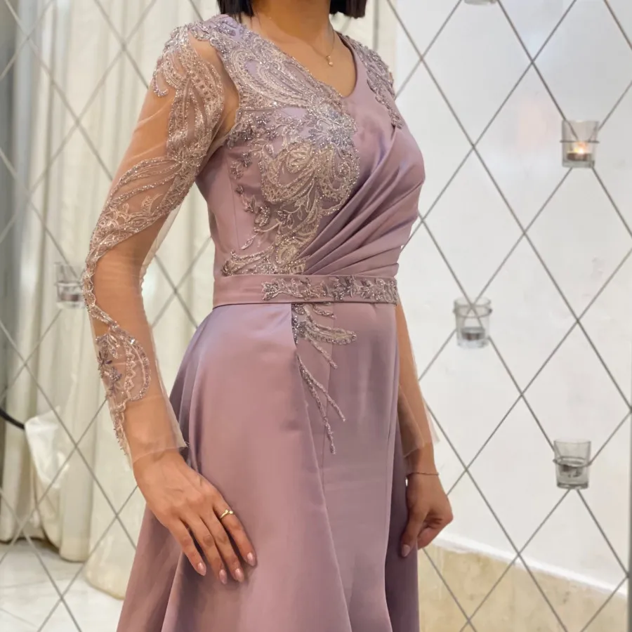 پیراهن شب رنگ یاسی سایز40