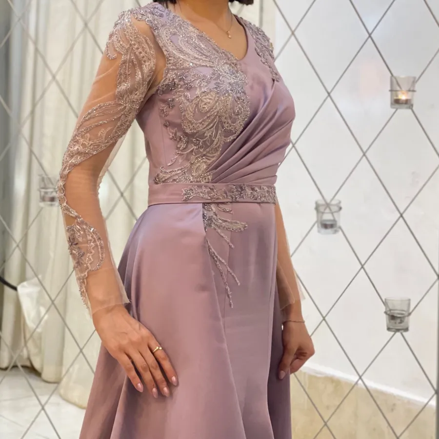 پیراهن شب رنگ یاسی سایز40