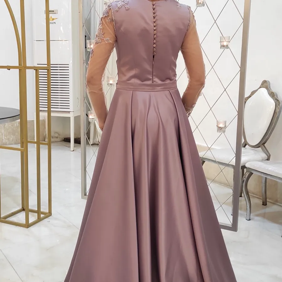 پیراهن شب رنگ یاسی سایز40