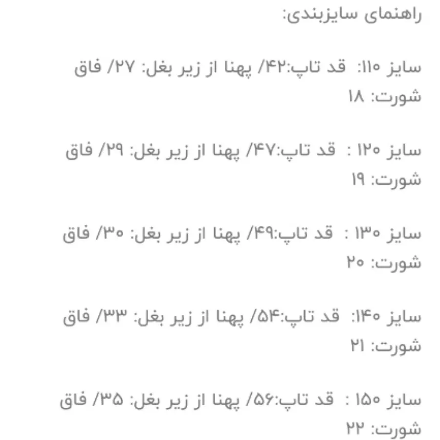 تاپ و شورت بچگانه