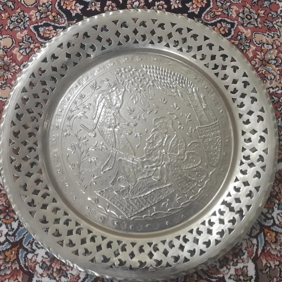 سینی مسی قلم کاری شده قدی