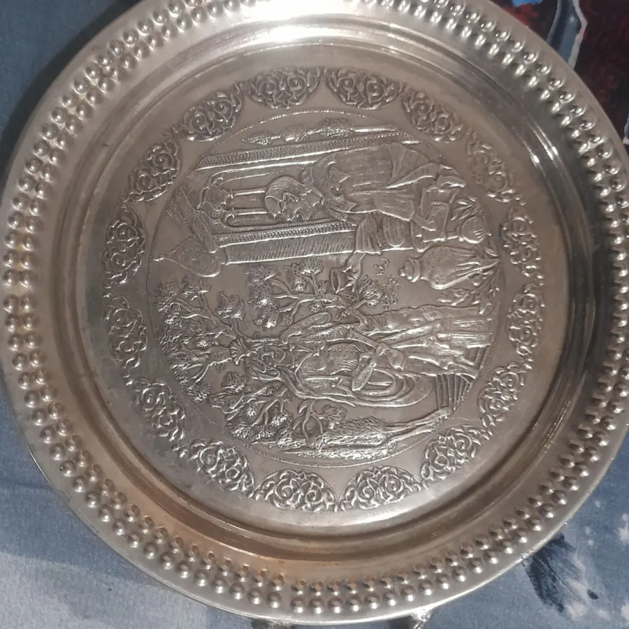 سینی مسی قلم کاری شده قدی