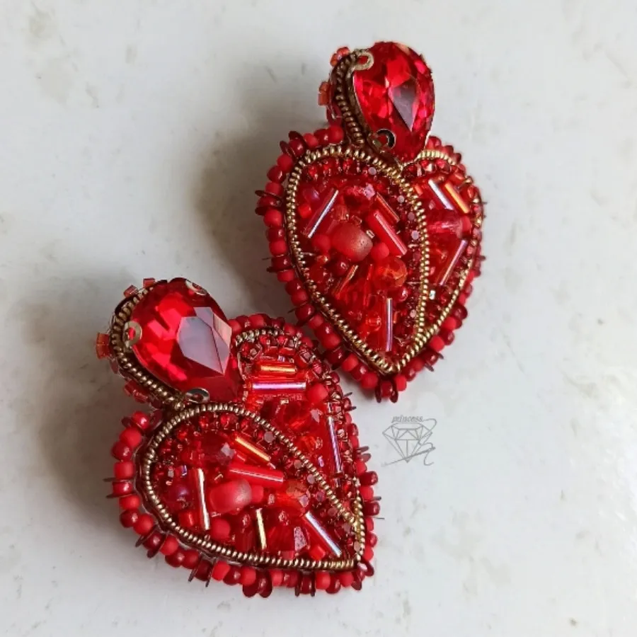 گوشواره جواهردوزی قلب