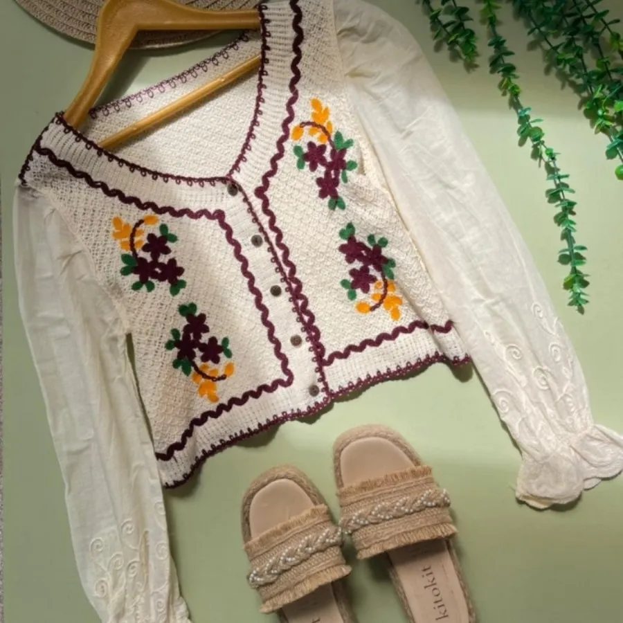 شومیز گلدوزی قلاب بافی