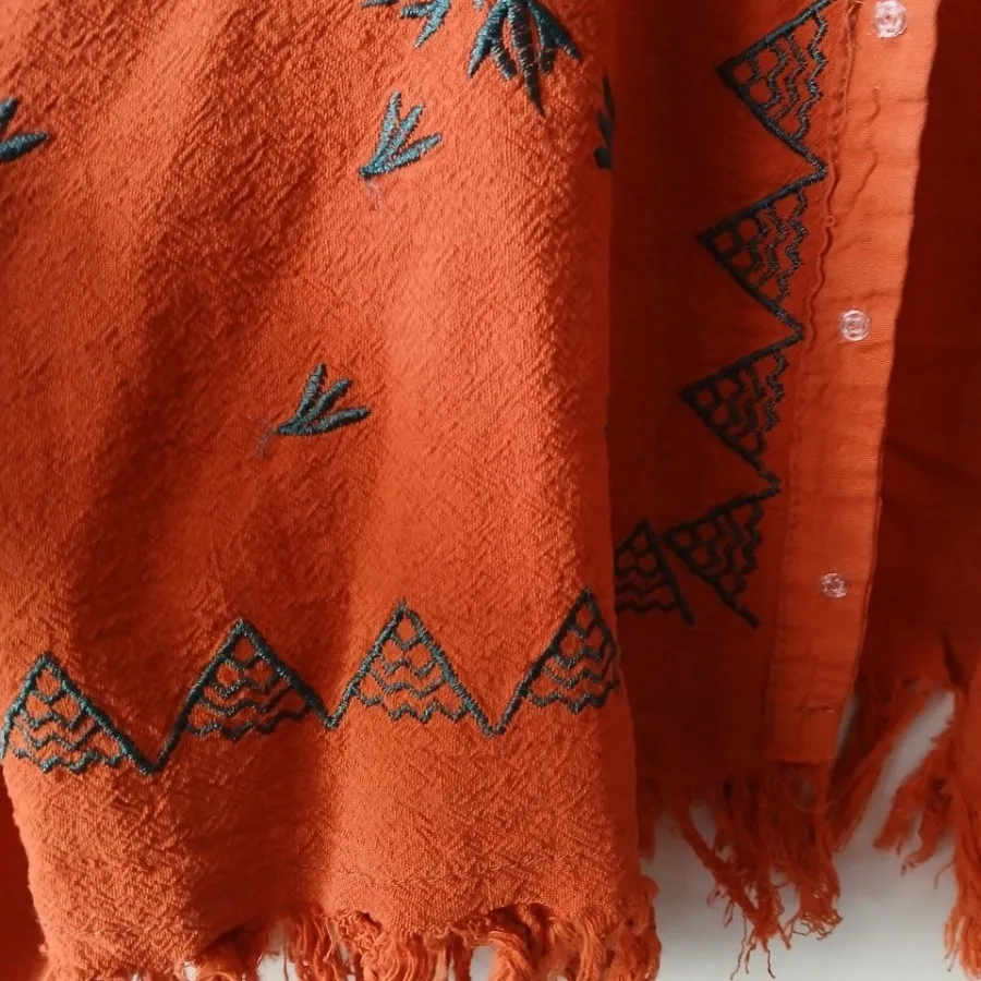 کراپ گلدوزی شده ریش ریش