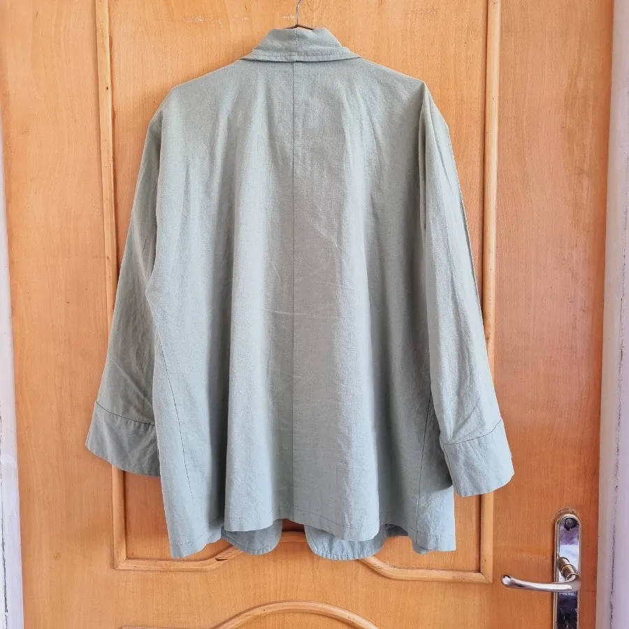 کت لینن سبز پاستیلی