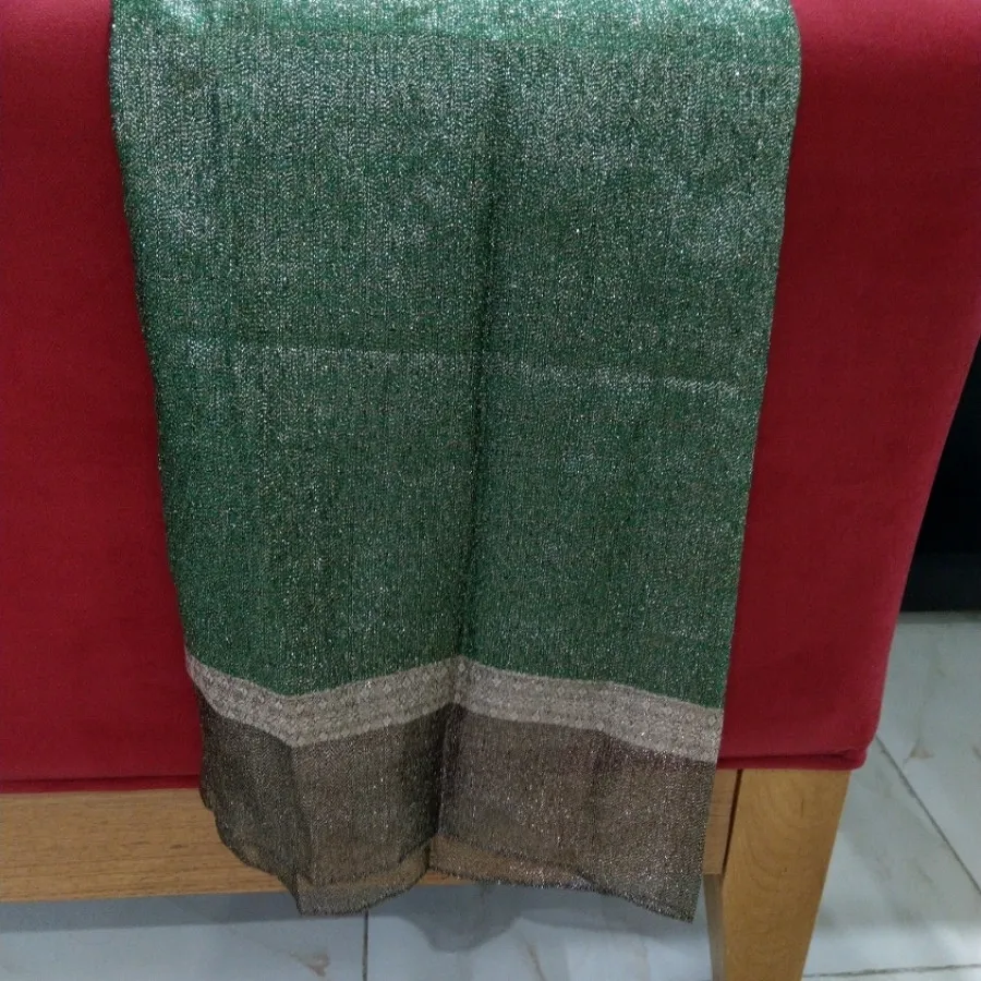 روسری نخ زربافت سبز