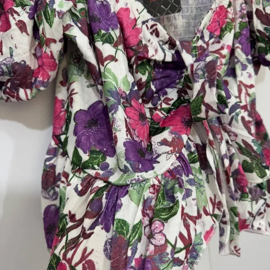 کراپ گلدار یقه قایقی