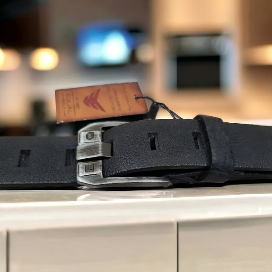 کمربند چرم سنگشور سرمه ای