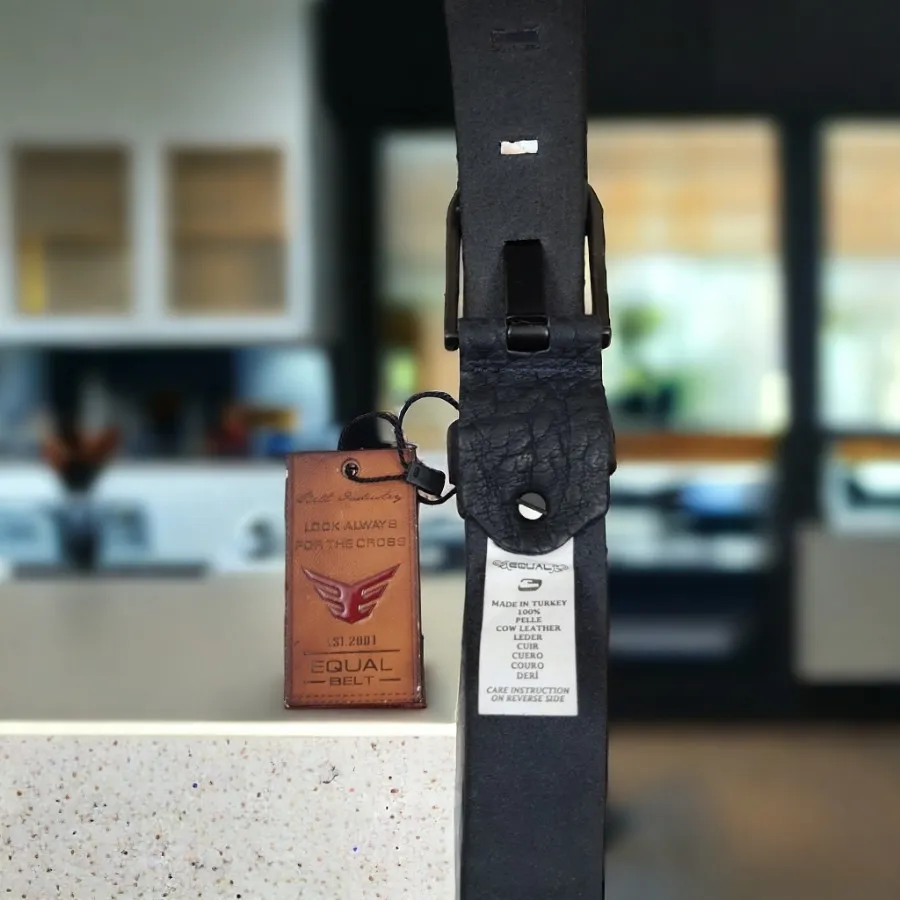 کمربند چرم سنگشور سرمه ای