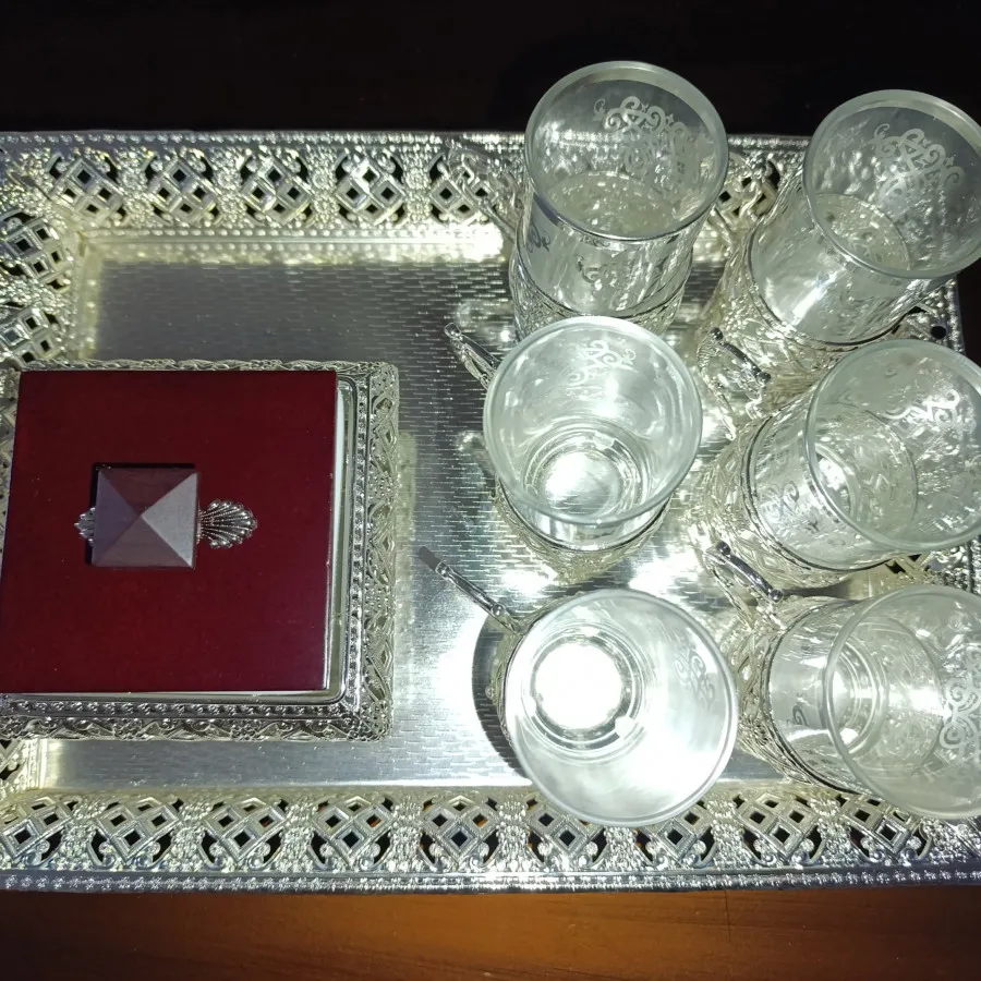 ست سینی و استکان سیلور