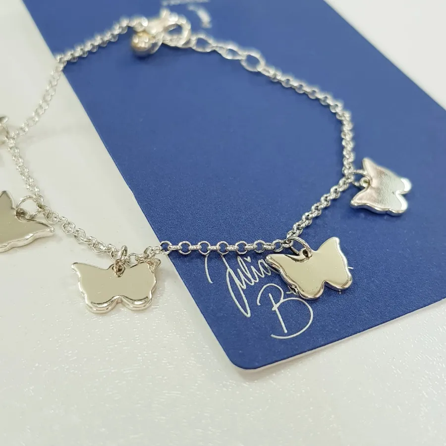 دستبند پروانه ای نقره ای