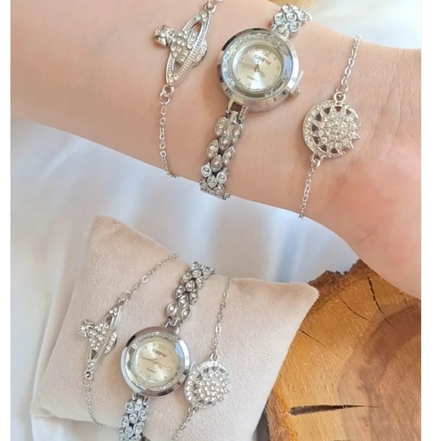 ست ساعت 2 دستبند جواهری