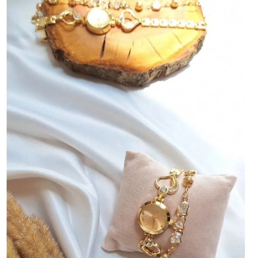 ست ساعت و دستبند سه قلبی