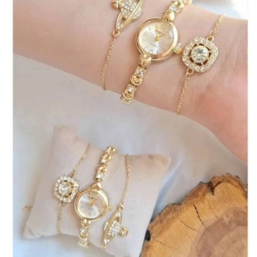 ست ساعت 2 دستبند جواهری