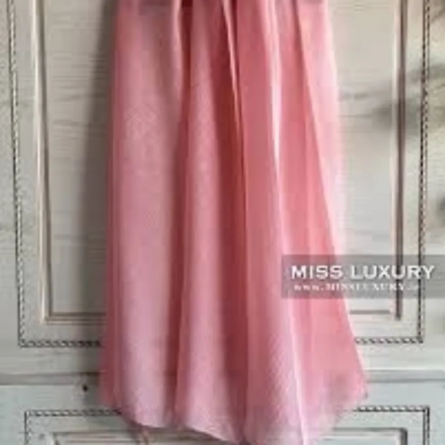 شال پلیسه نخی صورتی