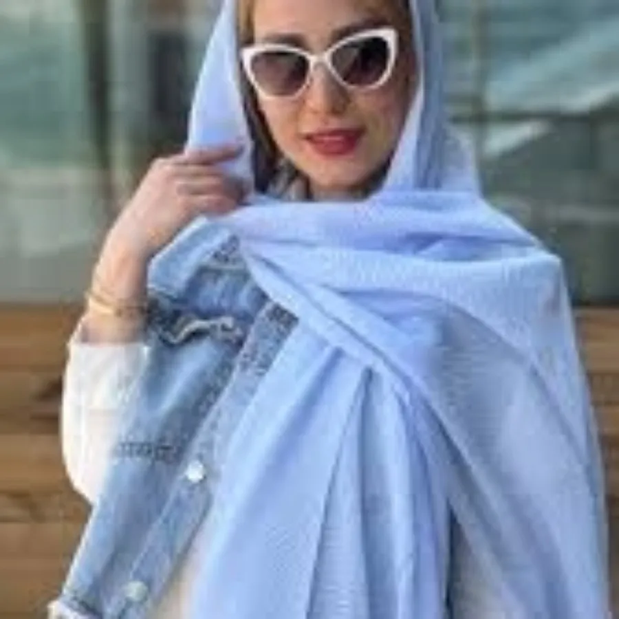 شال آبی آسمانی پلیسه نو