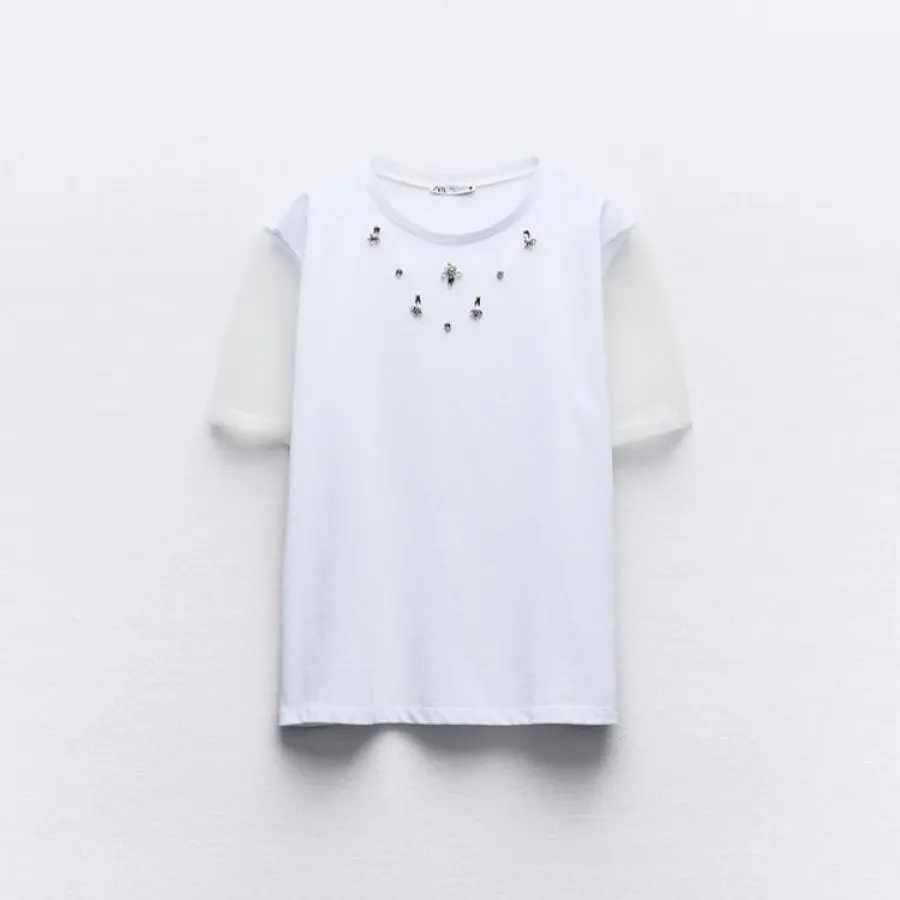 تیشرت سفید توری زارا