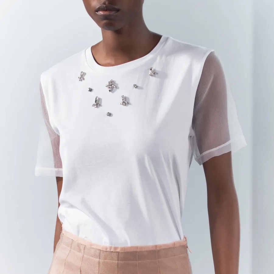 تیشرت سفید توری زارا