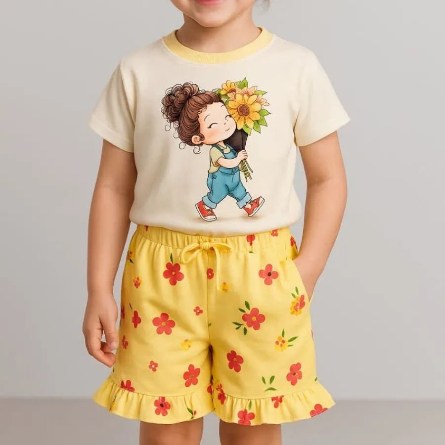 کراپ شلوارک چاپ دختر ?