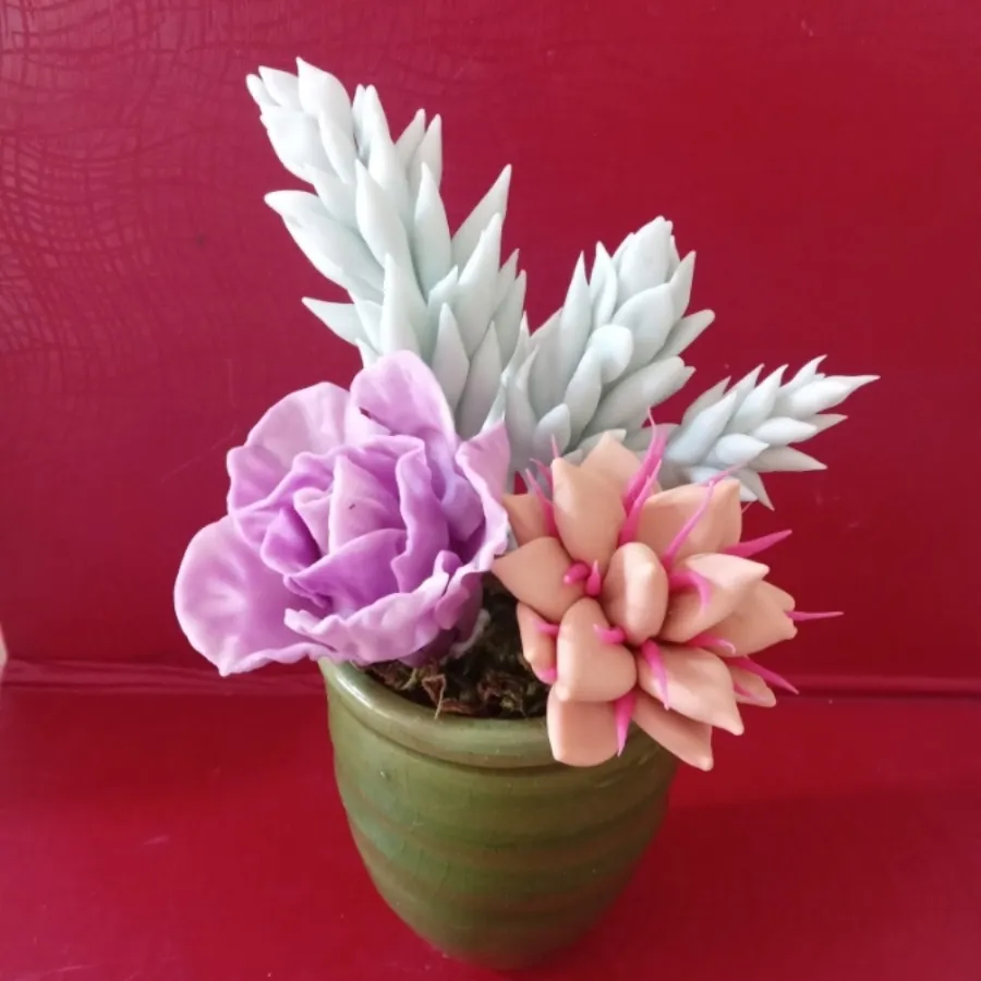 گلدان کاکتوس  خمیری